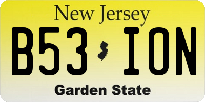 NJ license plate B53ION
