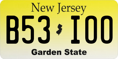 NJ license plate B53IOO