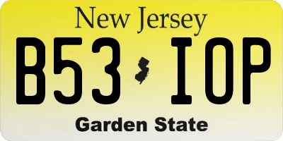NJ license plate B53IOP