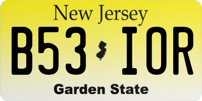 NJ license plate B53IOR
