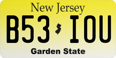 NJ license plate B53IOU