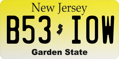 NJ license plate B53IOW