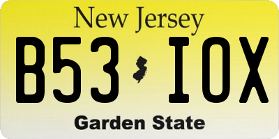 NJ license plate B53IOX