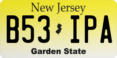 NJ license plate B53IPA