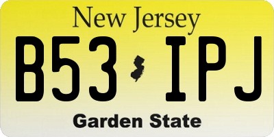 NJ license plate B53IPJ