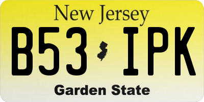 NJ license plate B53IPK