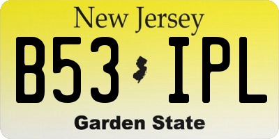 NJ license plate B53IPL