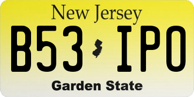 NJ license plate B53IPO