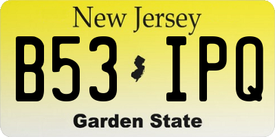 NJ license plate B53IPQ