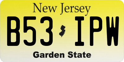 NJ license plate B53IPW