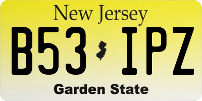 NJ license plate B53IPZ