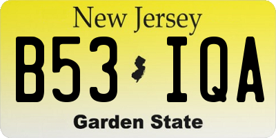 NJ license plate B53IQA