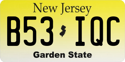 NJ license plate B53IQC