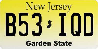 NJ license plate B53IQD