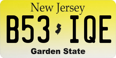NJ license plate B53IQE