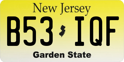 NJ license plate B53IQF