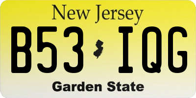 NJ license plate B53IQG