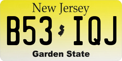 NJ license plate B53IQJ