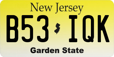 NJ license plate B53IQK