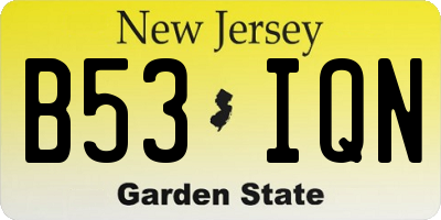 NJ license plate B53IQN