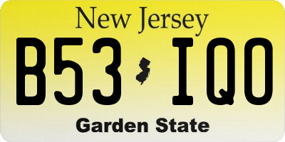 NJ license plate B53IQO