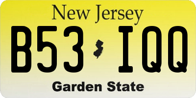 NJ license plate B53IQQ