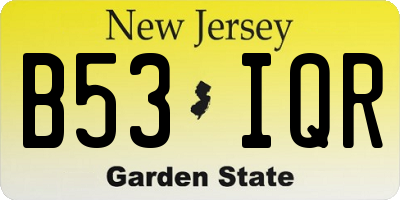 NJ license plate B53IQR