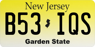 NJ license plate B53IQS