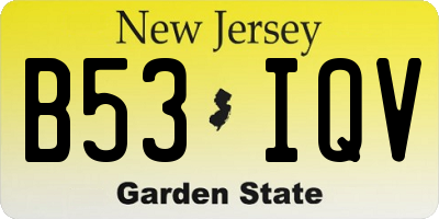 NJ license plate B53IQV