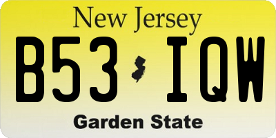 NJ license plate B53IQW