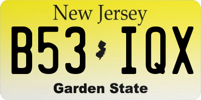 NJ license plate B53IQX