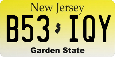 NJ license plate B53IQY
