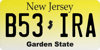 NJ license plate B53IRA