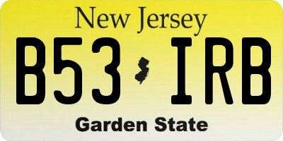 NJ license plate B53IRB