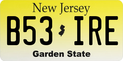 NJ license plate B53IRE