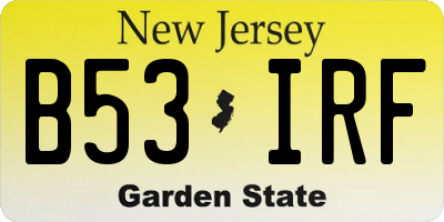 NJ license plate B53IRF