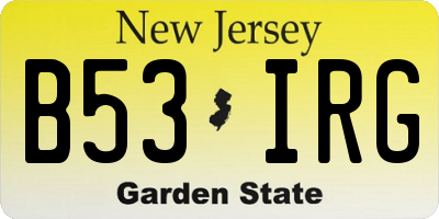 NJ license plate B53IRG