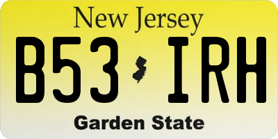 NJ license plate B53IRH