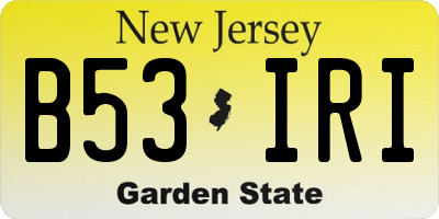 NJ license plate B53IRI