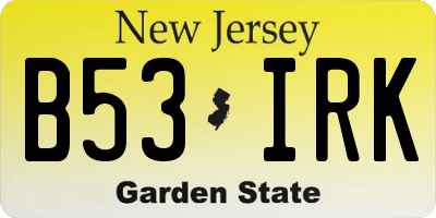 NJ license plate B53IRK
