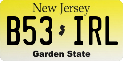 NJ license plate B53IRL