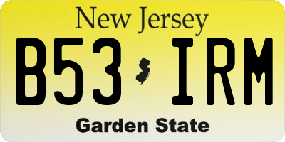 NJ license plate B53IRM