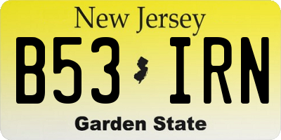 NJ license plate B53IRN