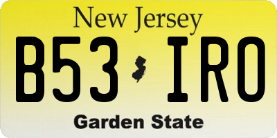 NJ license plate B53IRO