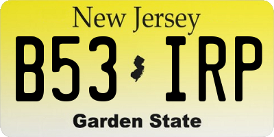 NJ license plate B53IRP