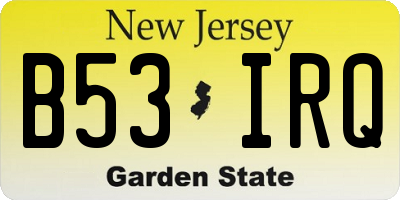 NJ license plate B53IRQ