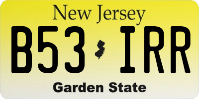 NJ license plate B53IRR
