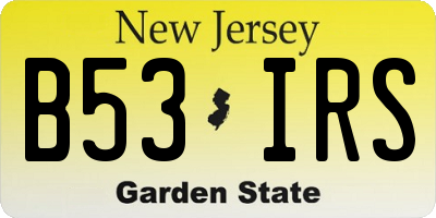 NJ license plate B53IRS