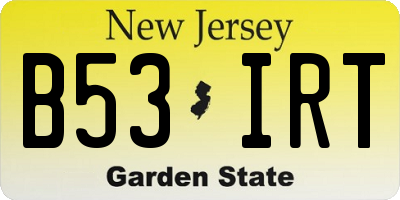 NJ license plate B53IRT