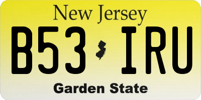 NJ license plate B53IRU